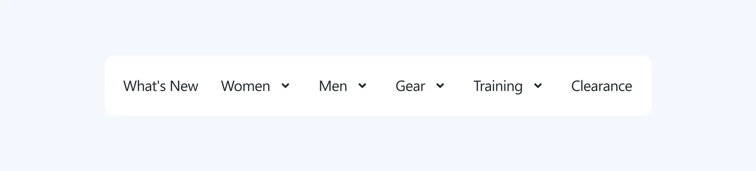 Navigation bar with menu options: What’s New, Women, Men, Gear, Training, Clearance.